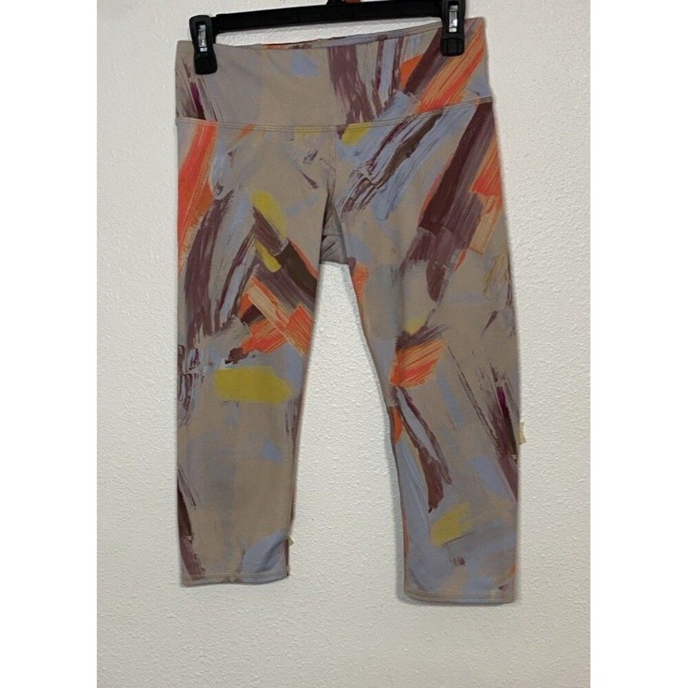 alo Women's Multicolor Abstract Capri Leggings Size S Activewear
